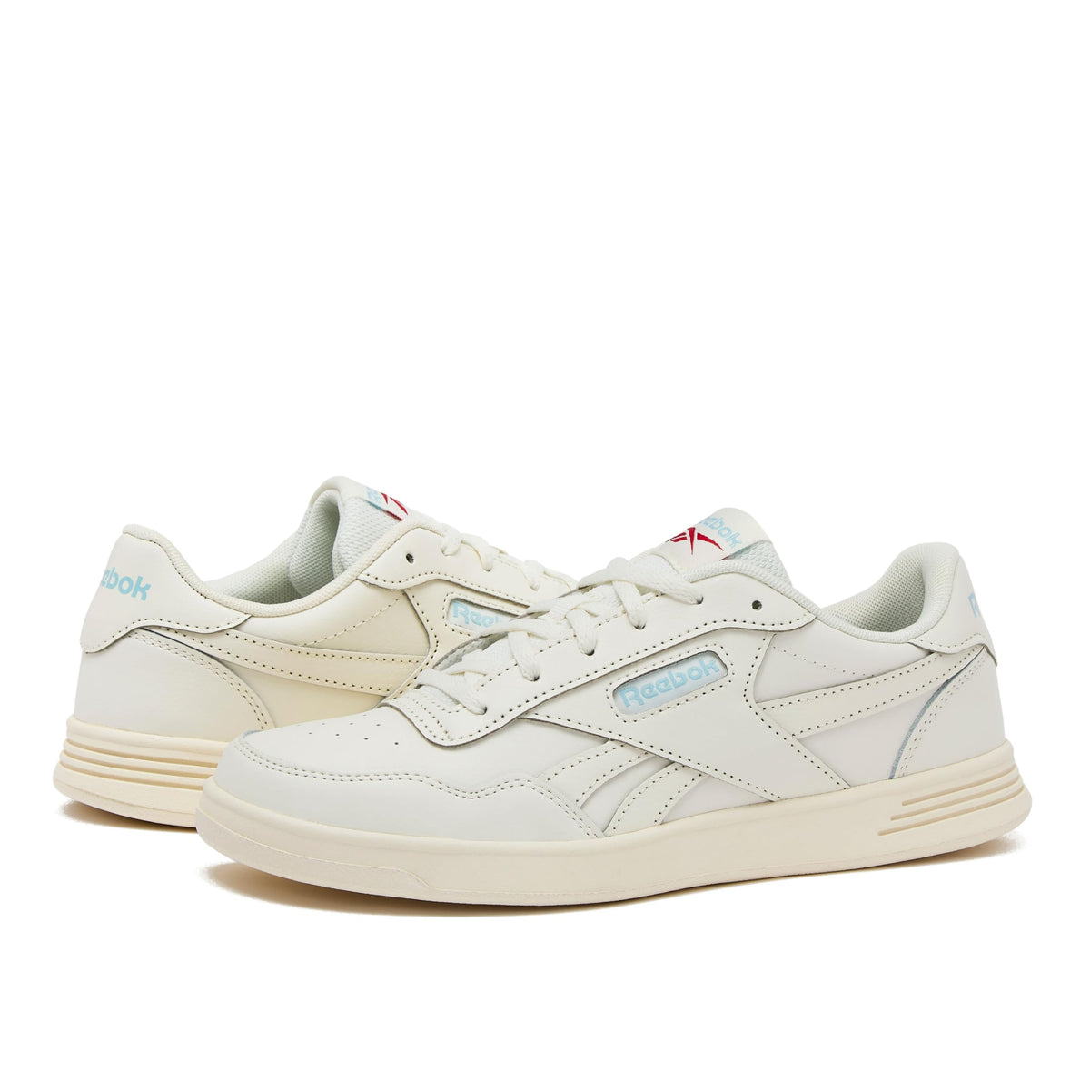Reebok Court Advance Womens Sneakers - Casual Fashion White Sneakers for Women, Tennis Women's Shoes Size 5 to 11, FFP- Chalk/Blue Pearl/Vector Red, 9