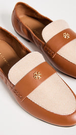 Tory Burch Women's Ballet Loafers, Tan + Ecru/Bahrain Tan, 6.5 Medium US