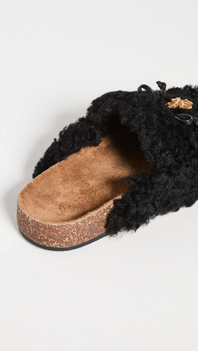 Tory Burch Women's Tory Charm Mammoth Mules, Perfect Black, 11 Medium US