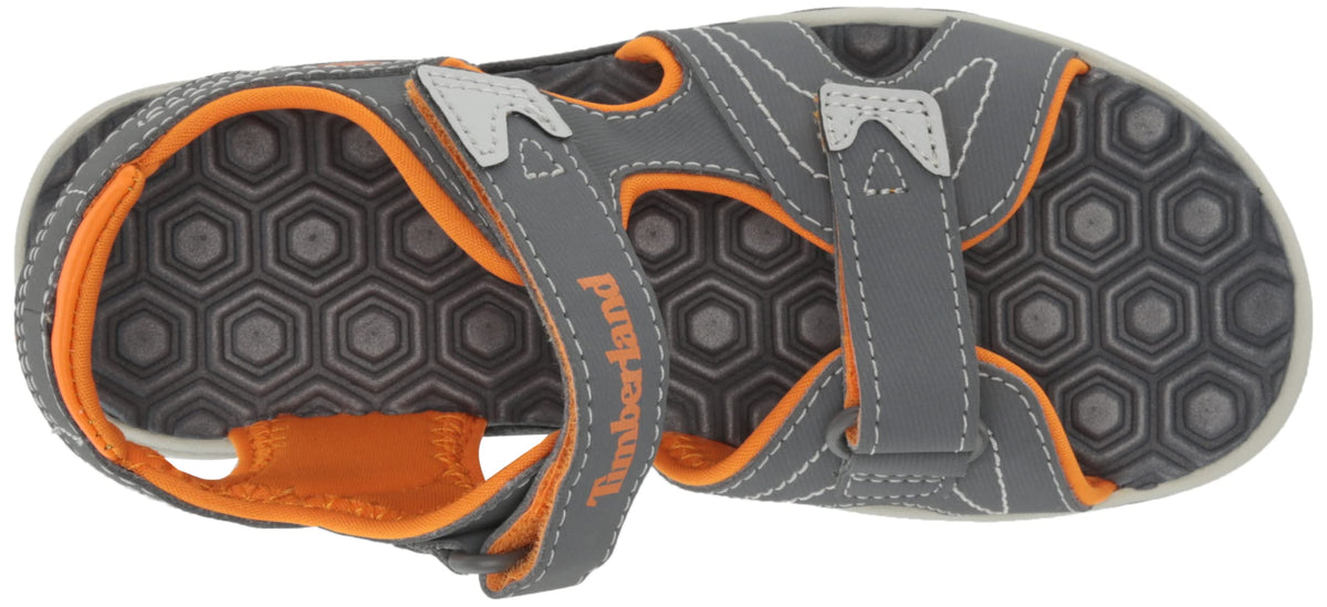 Timberland Adventure Seeker 2-Strap-BK-K Sandal, Medium Grey w/Orange, 34 US Unisex Little Kid