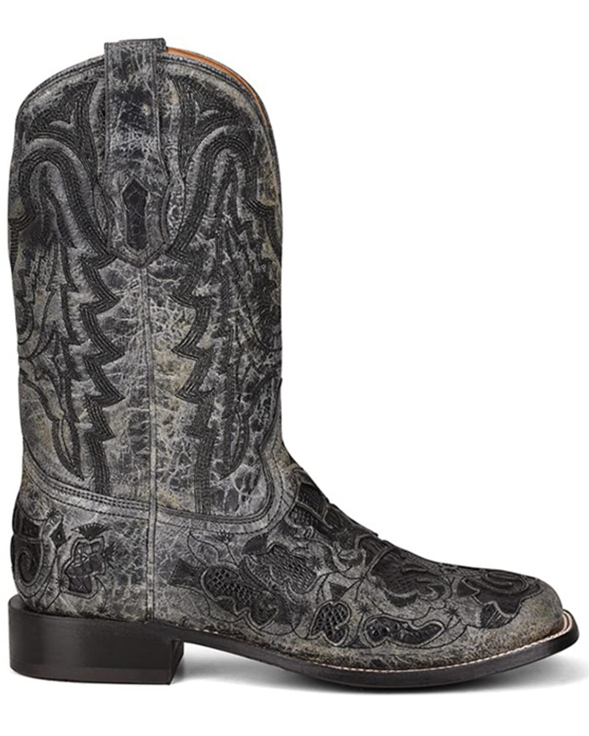 CORRAL Men's Exotic Alligator Inlay Western Boot Broad Square Toe Black 8.5 D