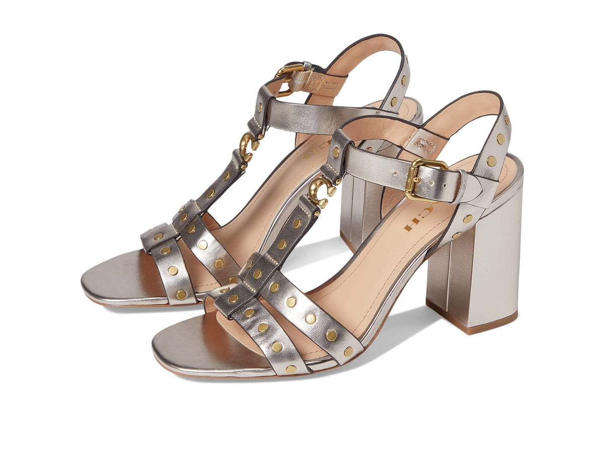 COACH Margaret Metallic Leather Sandal Champagne 7 B (M)