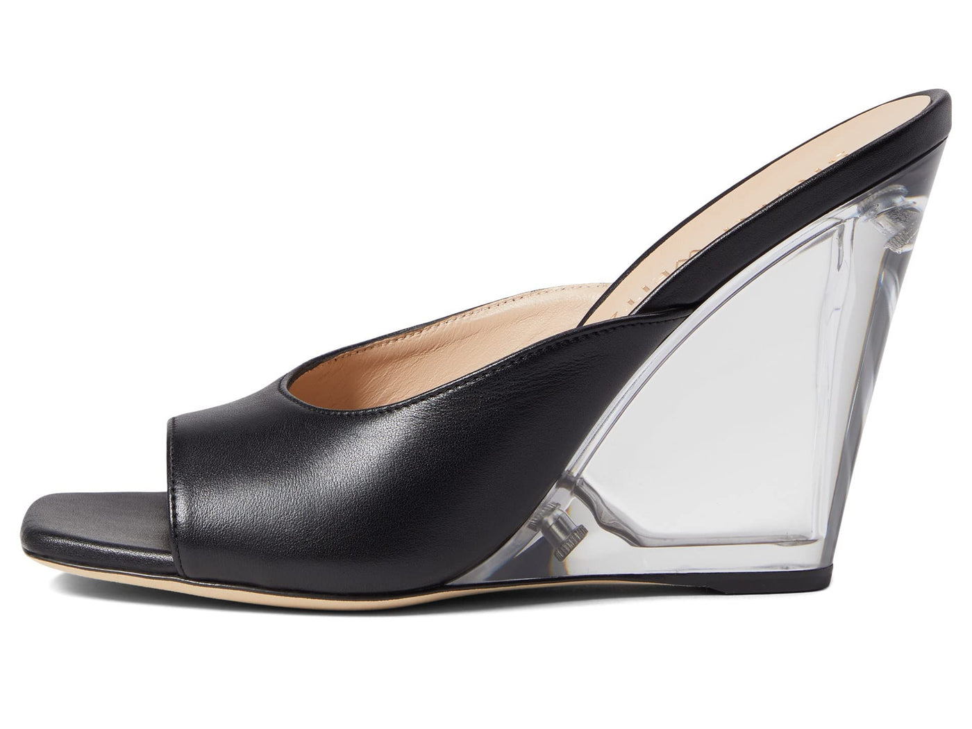 Stuart Weitzman Womens Tia 100 Lucite Wedge Black 7 B