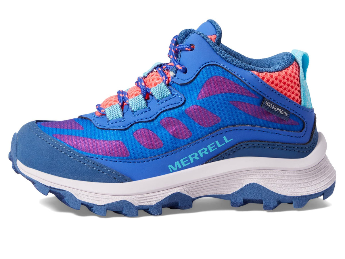 Merrell Moab Speed Mid Waterproof Hiking Boot, Blue, 11 US Unisex Big Kid