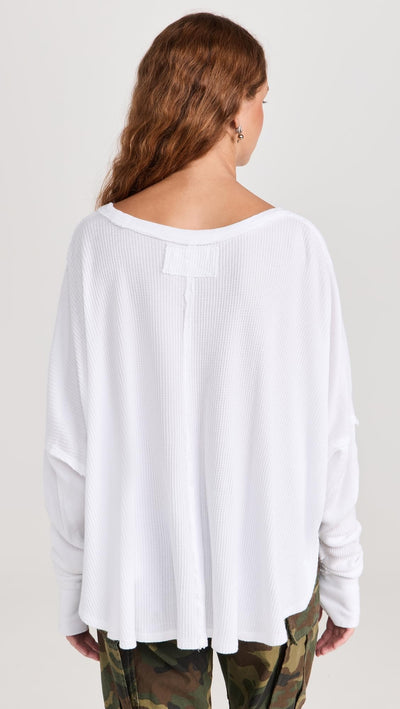 Free People Women's Microphone Drop Thermal Top, Ivory, White, XS