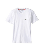Lacoste Boy's Short Sleeve Solid V-Neck T-Shirt (Toddler/Little Kids/Big Kids) Deauville Blue 12 (Big Kids)