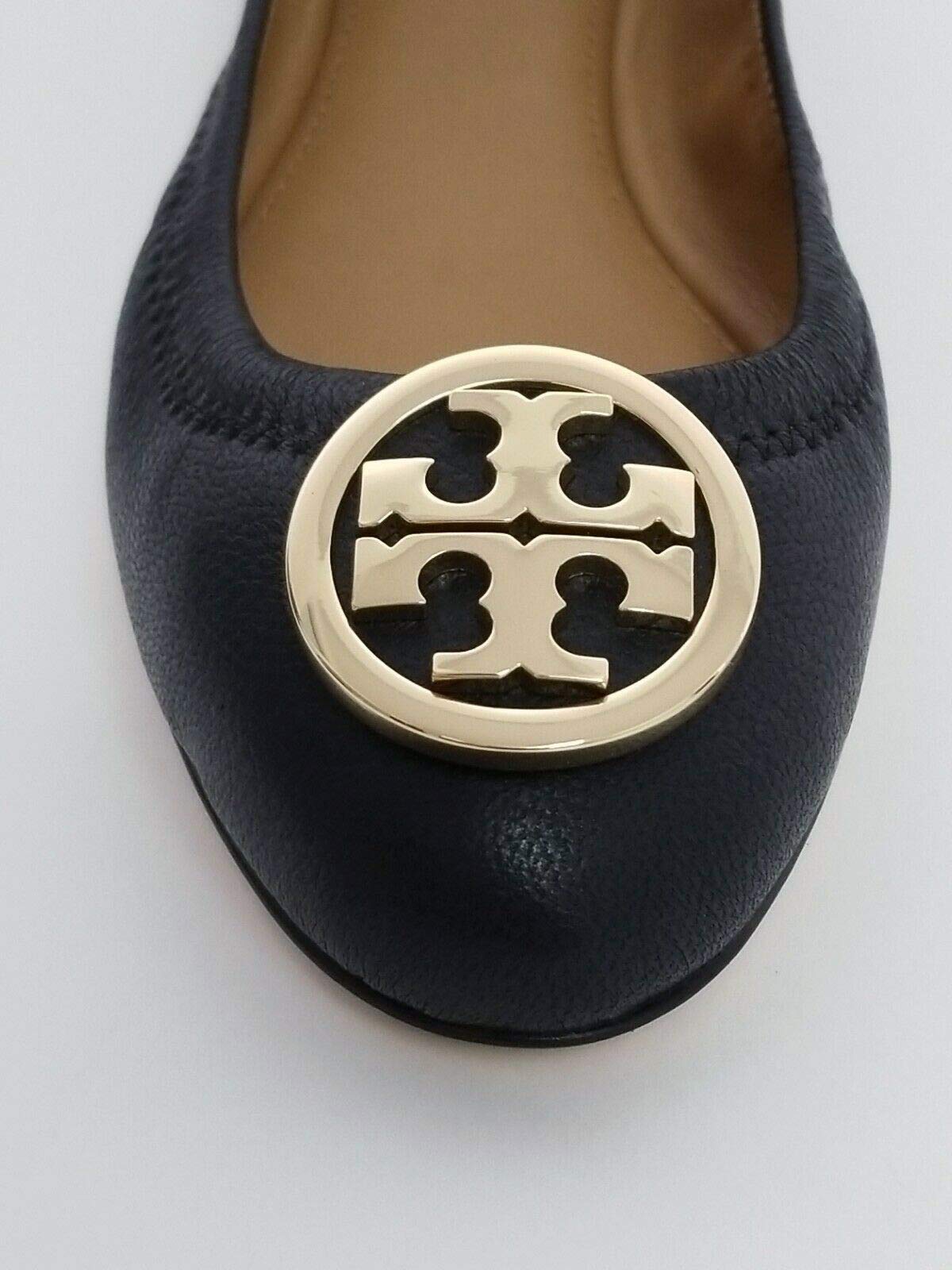 Tory Burch Benton 2 Travel Ballet in Nellie Nappa Leather (Perfect Black - Gold, Numeric_7_Point_5)