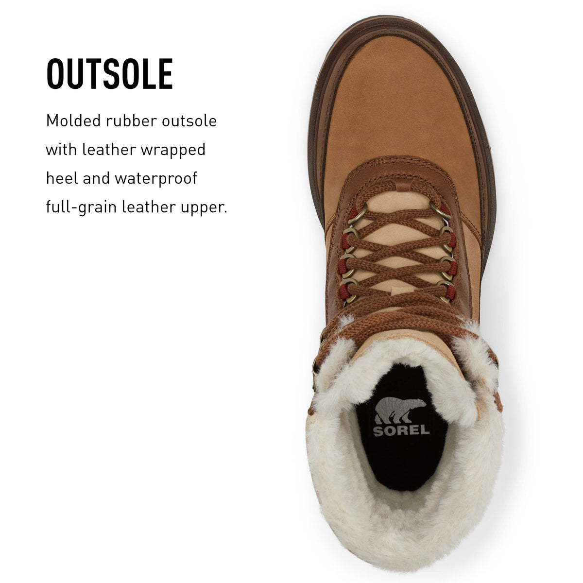 Sorel Women's Lennox Lace Cozy Waterproof Boot - Velvet Tan, Warp Red - Size 5.5