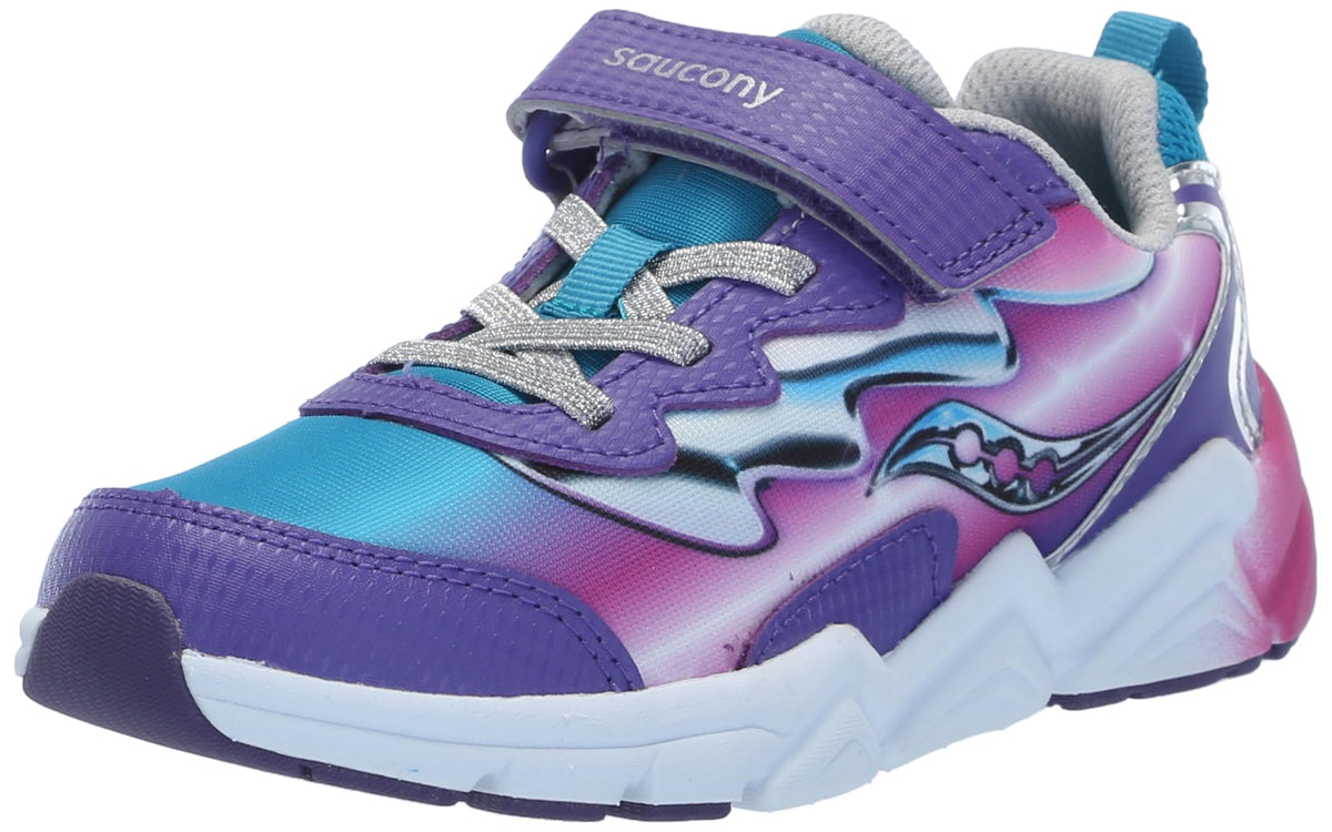 Saucony Flash Alternative Closure 3.0 Sneaker, Teal/Purple/Chrome, 13 US Unisex Little Kid