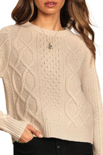 Lulus Women's Back to Cozy Cable Knit Backless Sweater, Beige, Size Medium