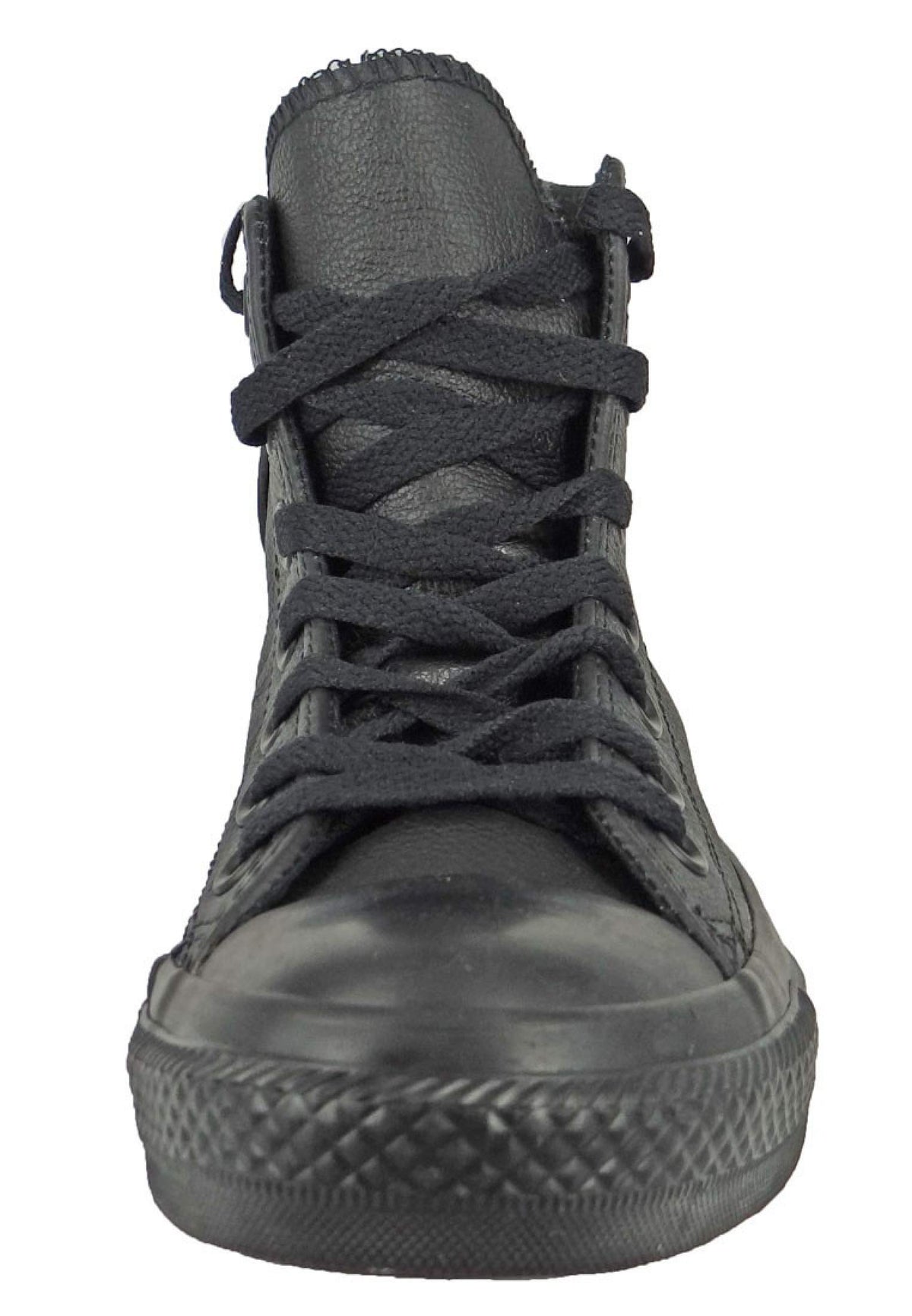 Converse Women's Chuck Taylor All Star Leather Hi Sneaker, Black Mono, 3.5