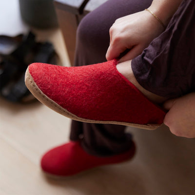 GLERUPS Slip On Slippers Women and Men with Rubber Sole | Unisex Slip-on Wool Slipper Shoes Women Men | Comfy Outdoor Indoor Slippers | Cozy Gents and Ladies Slippers