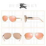 BURBERRY BE3080 12357J 59M Matte Gold/Brown Mirror Rose Gold Aviator Sunglasses For Women+ BUNDLE With Designer iWear Eyewear Kit