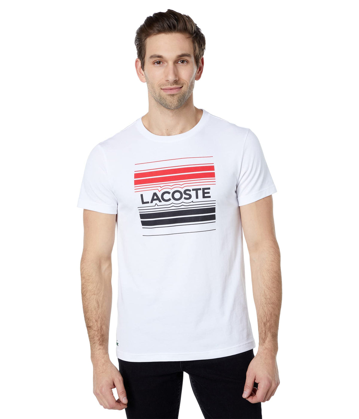 Lacoste Short Sleeve Graphic Large Center Chest Tee White 4 (MD)