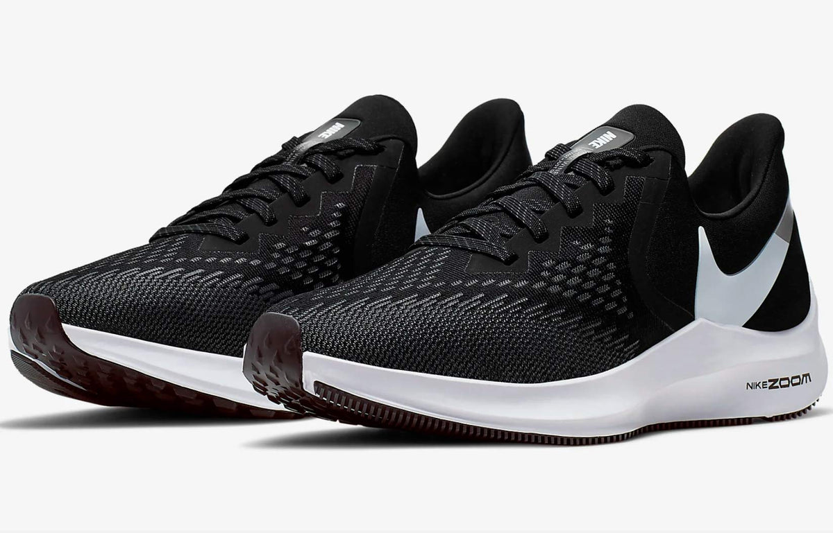 Nike Women's Air Zoom Winflo 6 Running Shoes (Wide Width D) (Black/Dark Grey/Metallic Platinum/White, Numeric_10)