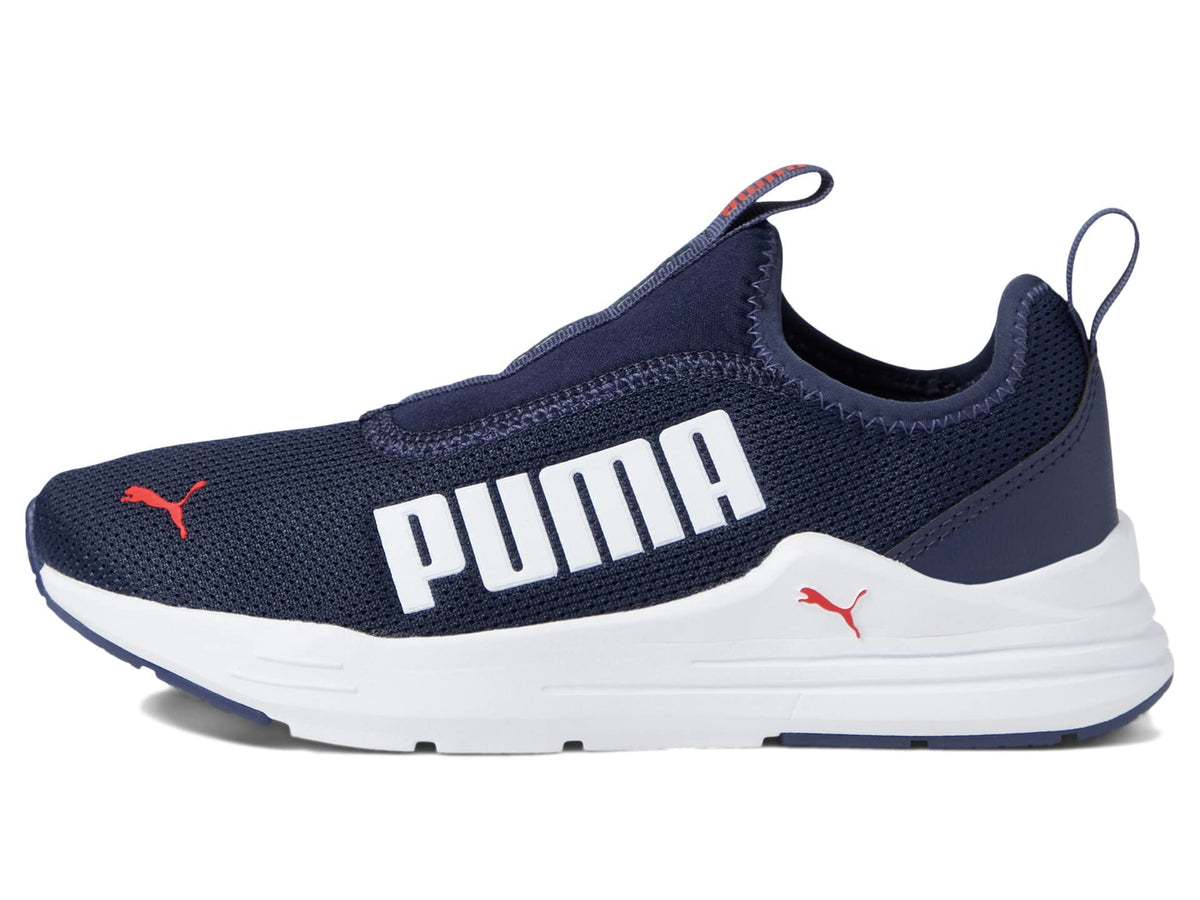 PUMA Wired Run Rapid Slip-On (Big Kid) Peacoat/High-Risk Red 4 Big Kid M