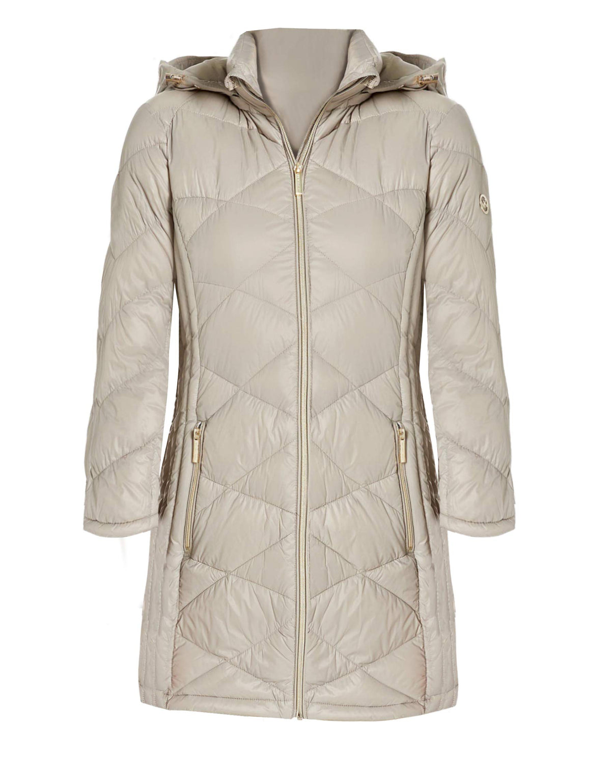 Michael Michael Kors Women's Taupe 3/4 Down Hooded Packable Coat (M)