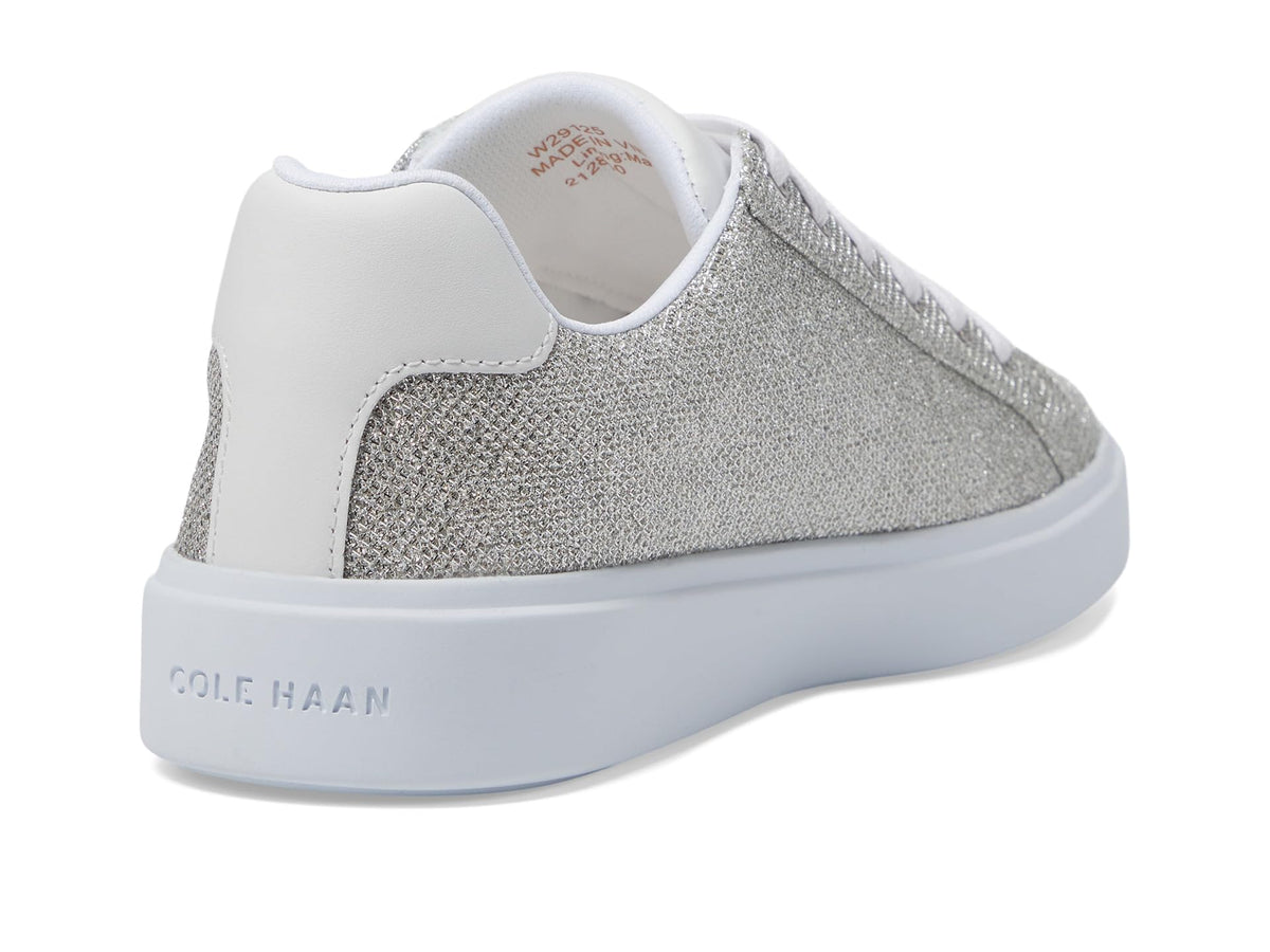 Cole Haan Women's Grand Crosscourt Daily Sneaker, Silver Glitter MESH/Optic White, 10.5
