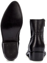 Frye Billy Inside Zip Booties for Women Crafted from Antiqued Pull-Up Leather with Wellington Stitchwork and Piping, Brass Hardware, and Inside Zipper – 5 ¾” Shaft Height, Black - 7.5M