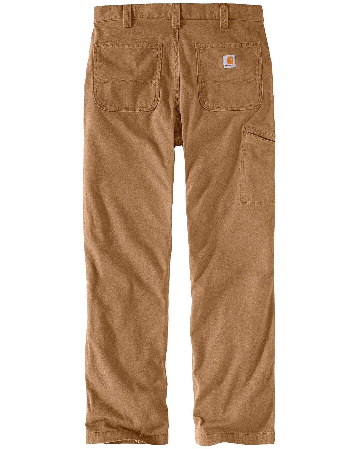 Carhartt Men's Rugged Flex Relaxed Fit Canvas Flannel-Lined Utility Work Pant, Dark Khaki, 33W X 32L