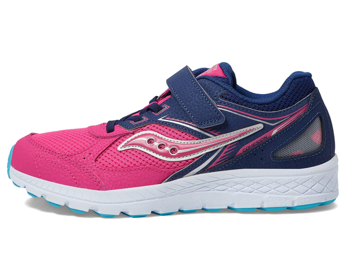 Saucony Cohesion 14 Alternative Closure Sneaker, Pink/Navy, 3 US Unisex Big Kid