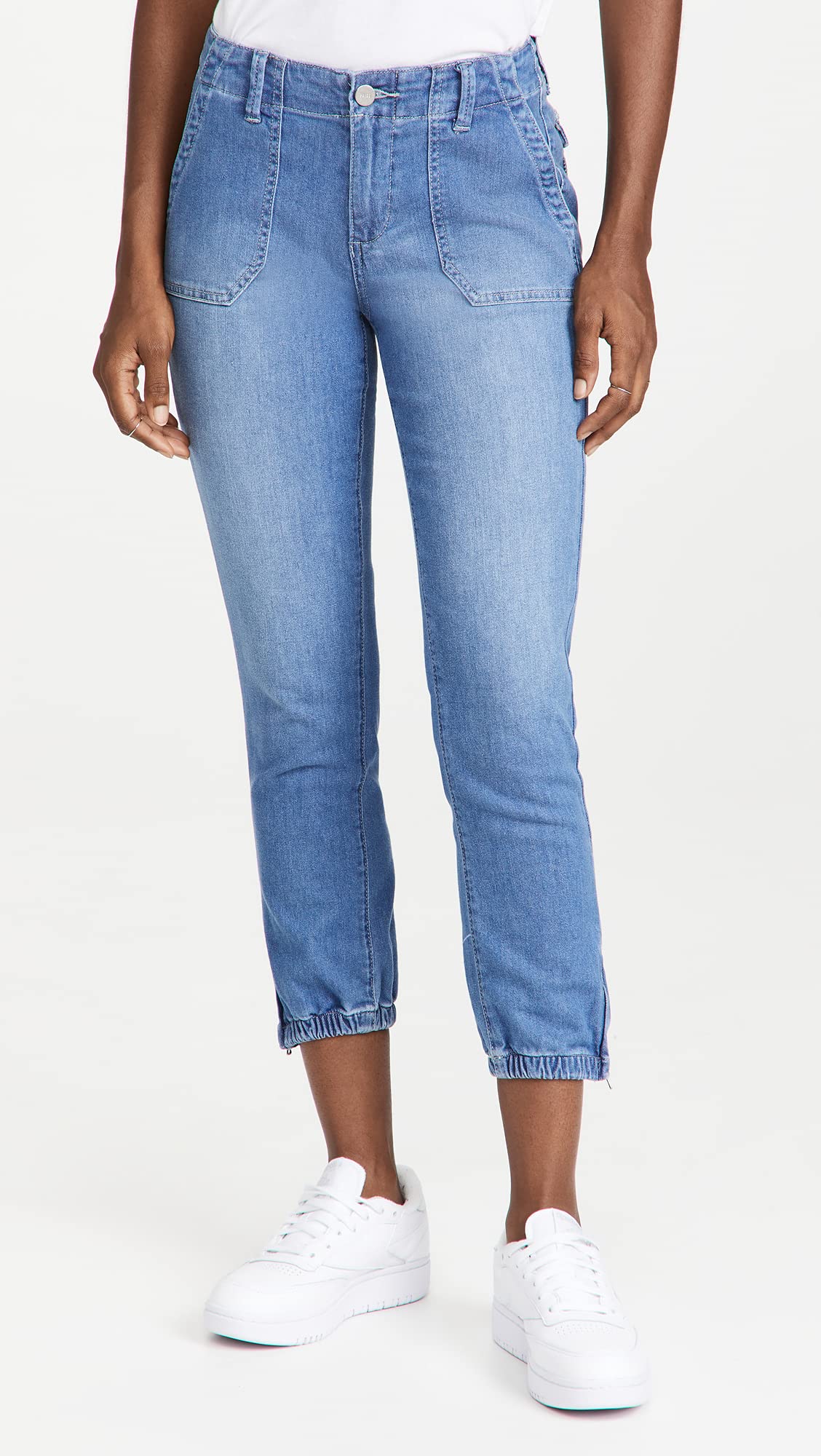 PAIGE Women's Mayslie Moonflower Joggers, Moonflower, Blue, 25