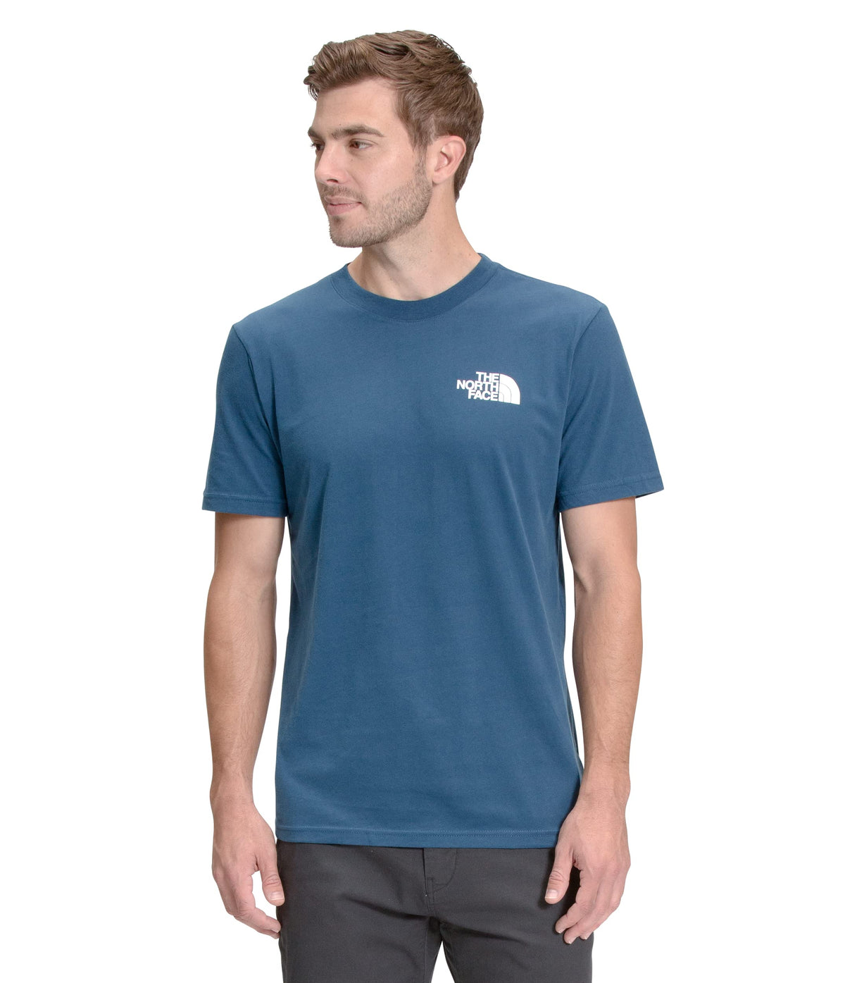 THE NORTH FACE Men's Short Sleeve Box NSE Tee, Monterey Blue/Hero Blue, Large