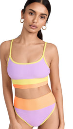 Beach Riot Women's Eva Bikini Top, Sundazed Color Block, Purple, L