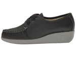 SAS Bounce Comfort Moc Lace-Up Shoes for Women – Leather Upper – Textile Lining – Foot-Shape® Last Construction Raven 7 WW - Double Wide (D)
