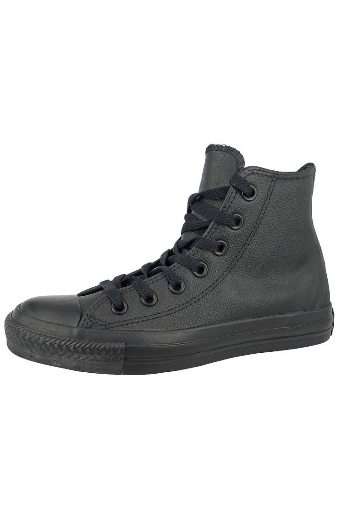 Converse Women's Chuck Taylor All Star Leather Hi Sneaker, Black Mono, 3.5
