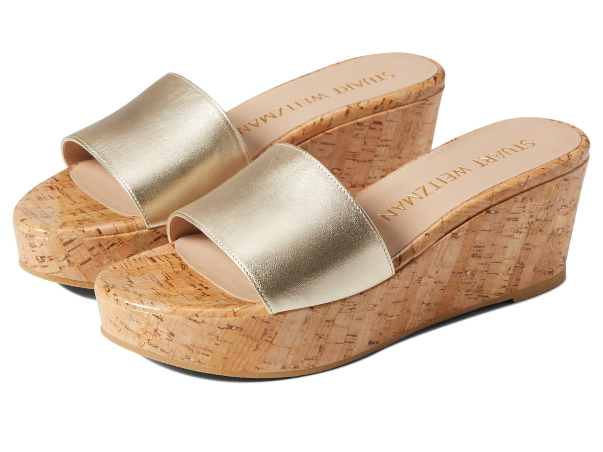Stuart Weitzman Womens Summer Wedge Platino 8.5 B