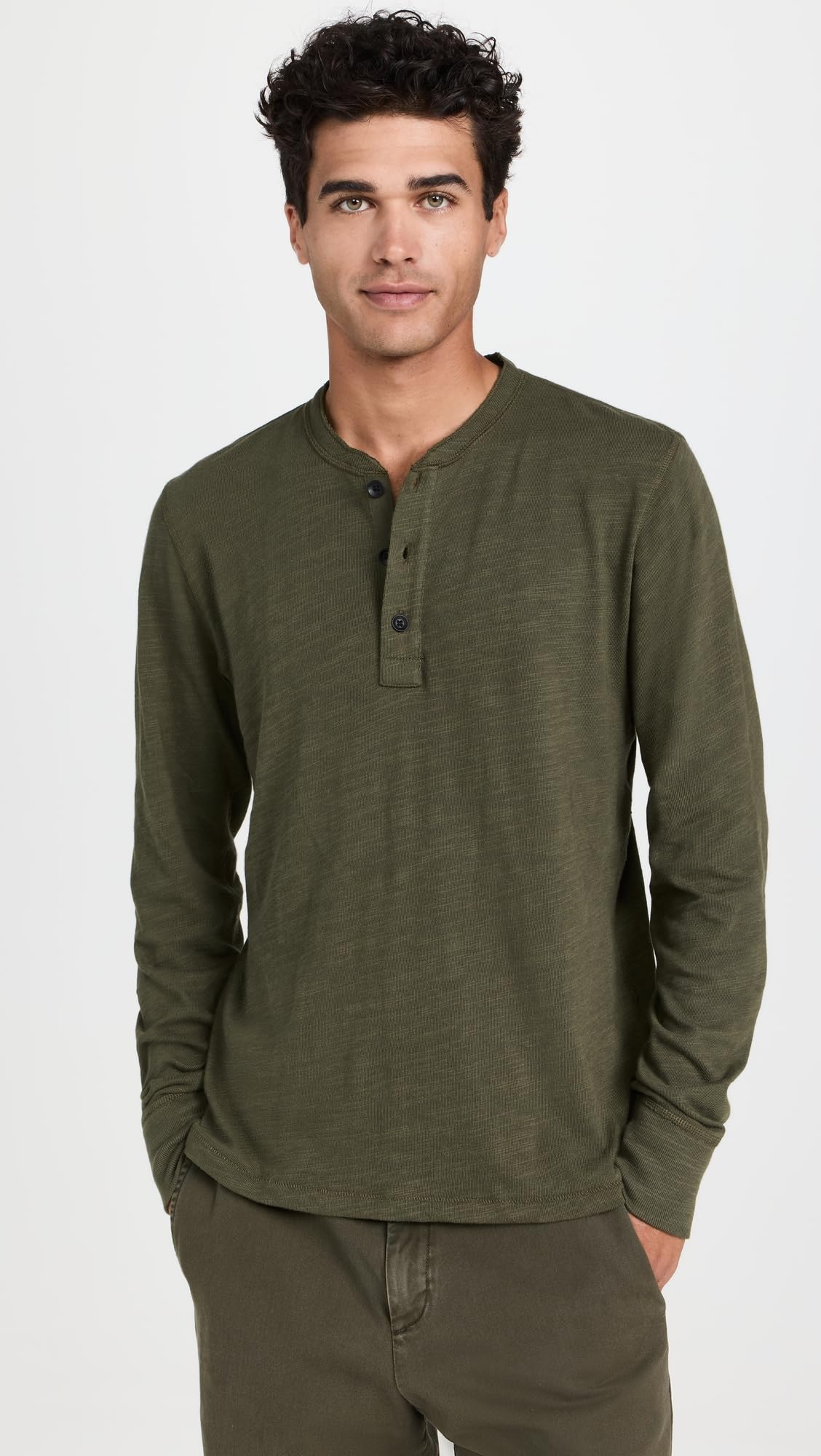 rag & bone Men's Classic Flame Henley, Forgreen, Green, XL