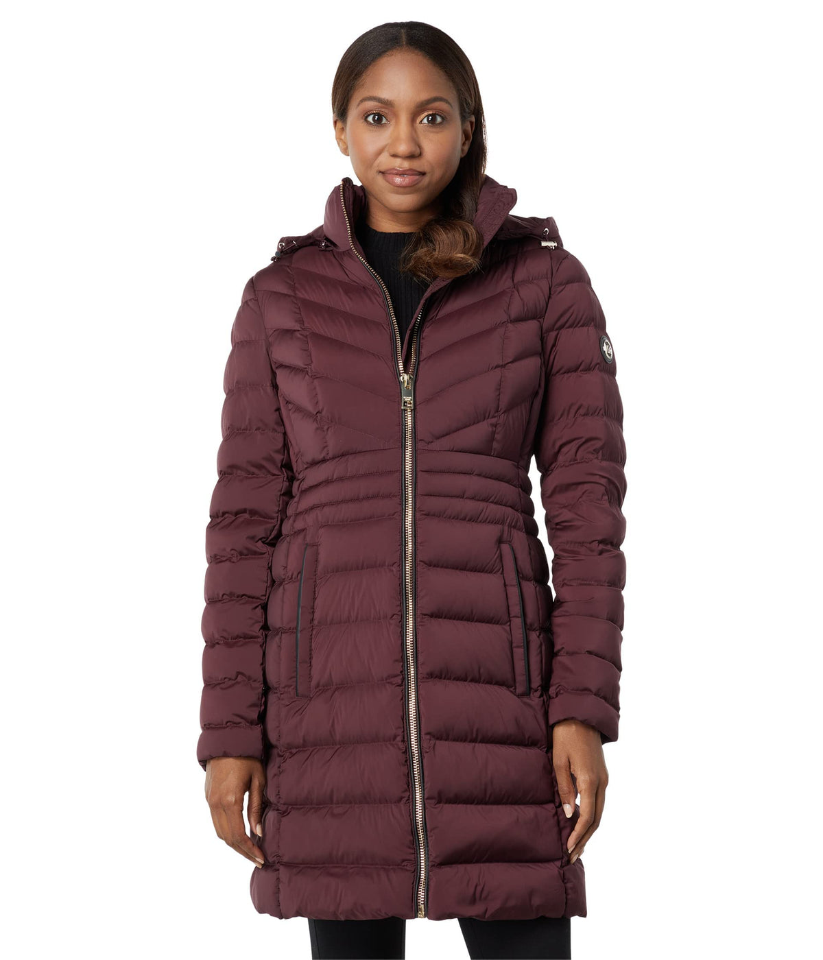 Michael Kors 3/4 Zip Front Lightweight Down Jacket M825095F74 Burgundy SM