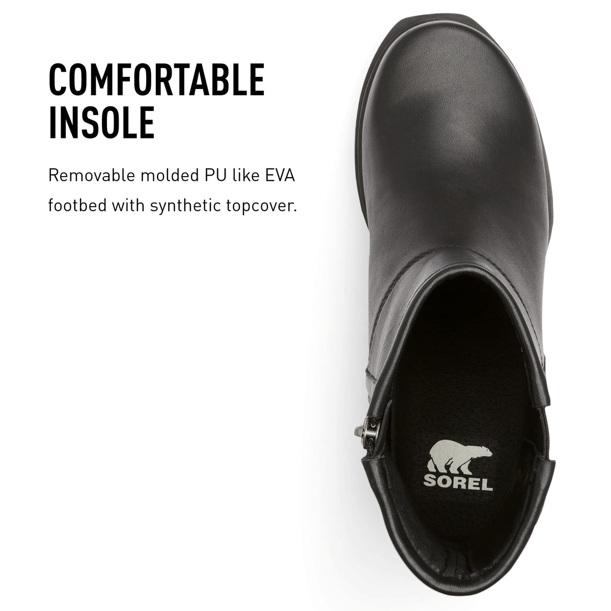 Sorel Women's Joan of Arctic Wedge III Moto Boot — Black, Sea Salt — Waterproof Leather Wedge Boots — Size 7.5