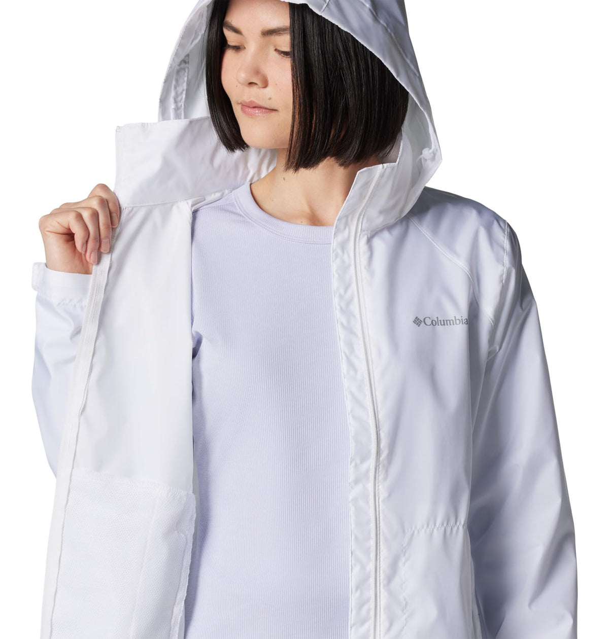 Columbia Womens Switchback IV Rain Jacket, White, Large
