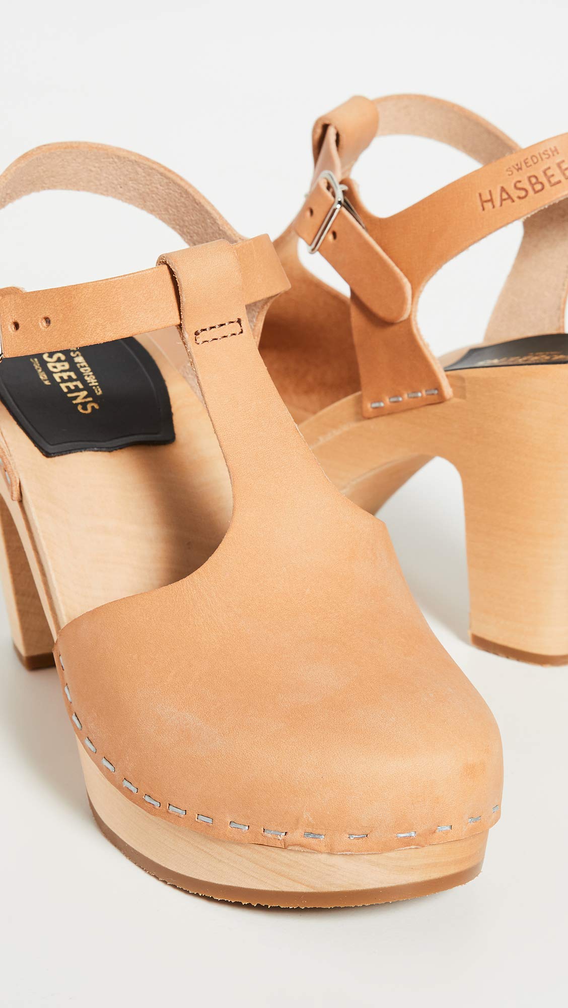 swedish hasbeens Women's T-Strap Sky High Heeled Sandal, Nature, 39 EU/9 M US