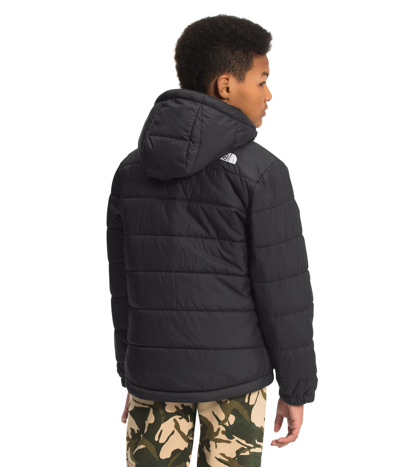 THE NORTH FACE Boys' Reversible Mount Chimbo Full Zip Hooded Jacket, TNF Black, X-Small