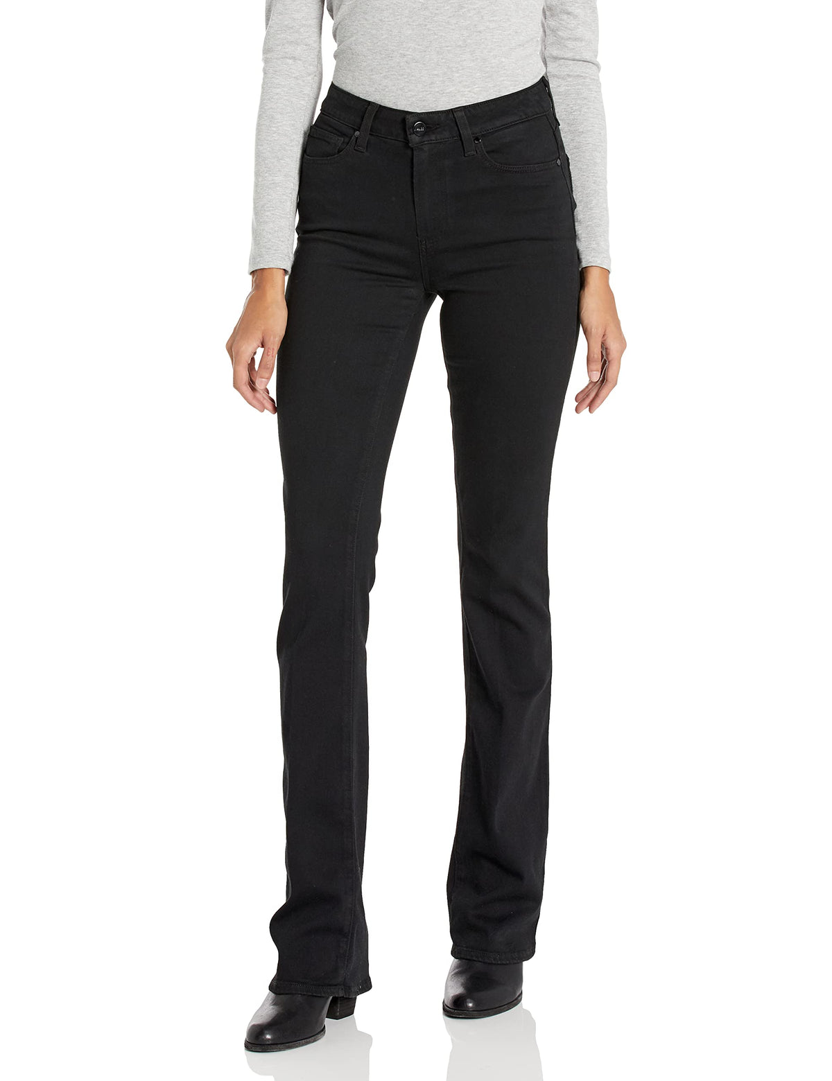 PAIGE Women's Flaunt Hourglass high Rise Flare Wasit to Hip Ratio in Black Shadow, 27