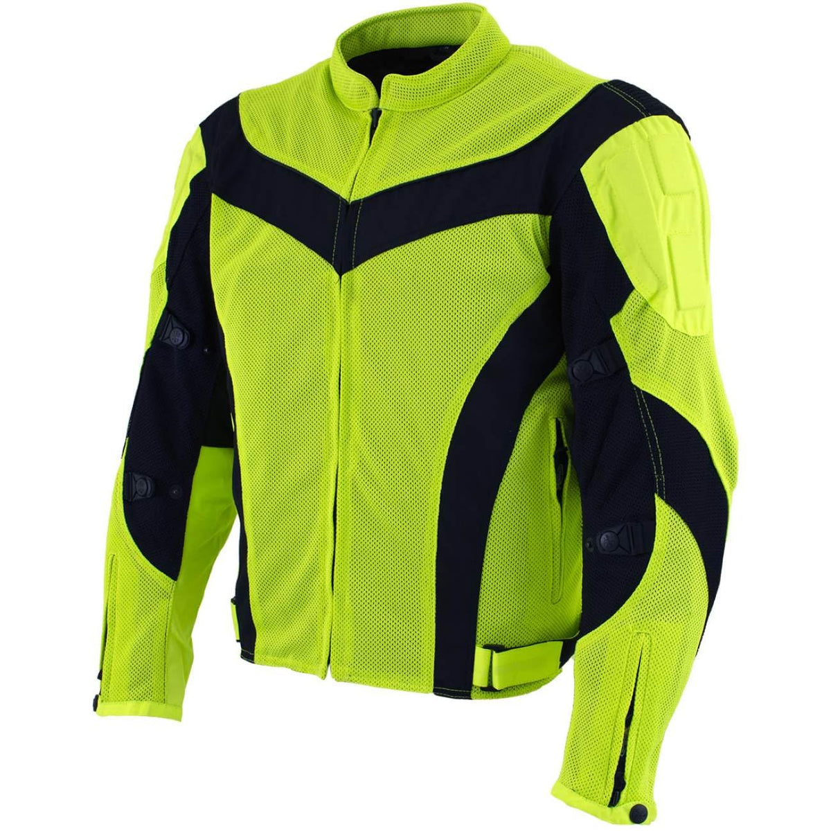 Xelement CF-6019-66 Men's 'Invasion' Neon Green Textile Motorcycle Jacket wit X-Armor Protection - X-Large