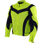 Xelement CF-6019-66 Men's 'Invasion' Neon Green Textile Motorcycle Jacket wit X-Armor Protection - X-Large