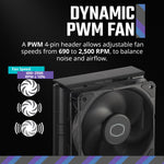 Cooler Master Hyper 212 Black CPU Air Cooler, SickleFlow 120 Edge PWM Fan, Aluminum Top Cover, 4 Copper Heat Pipes, 152mm Tall, AMD Ryzen AM5/AM4, Intel LGA 1851/1700/1200 Brackets