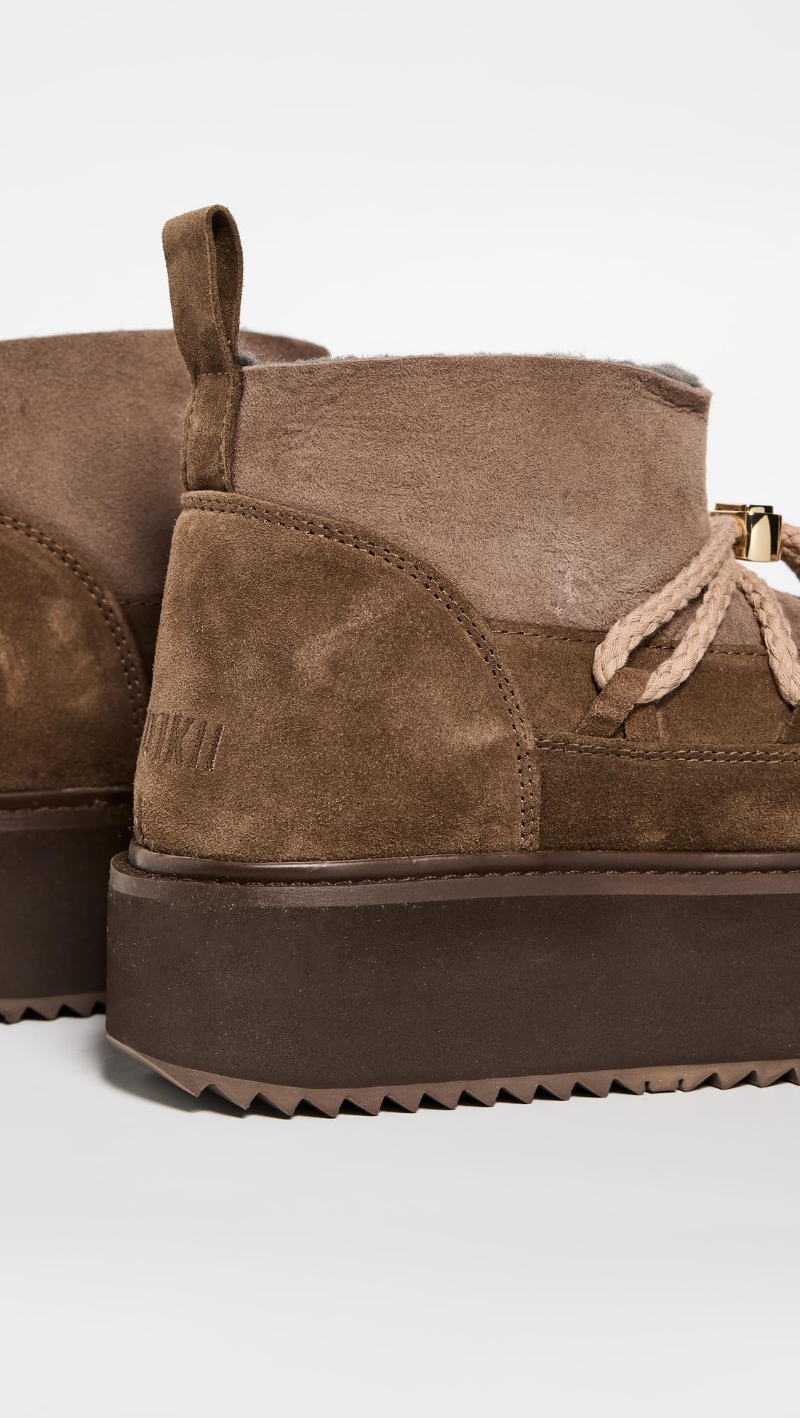 INUIKII Women's Classic Low Platform Boots, Taupe, Brown, 7 Medium US