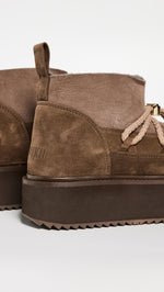 INUIKII Women's Classic Low Platform Boots, Taupe, Brown, 7 Medium US