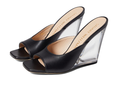 Stuart Weitzman Womens Tia 100 Lucite Wedge Black 7 B