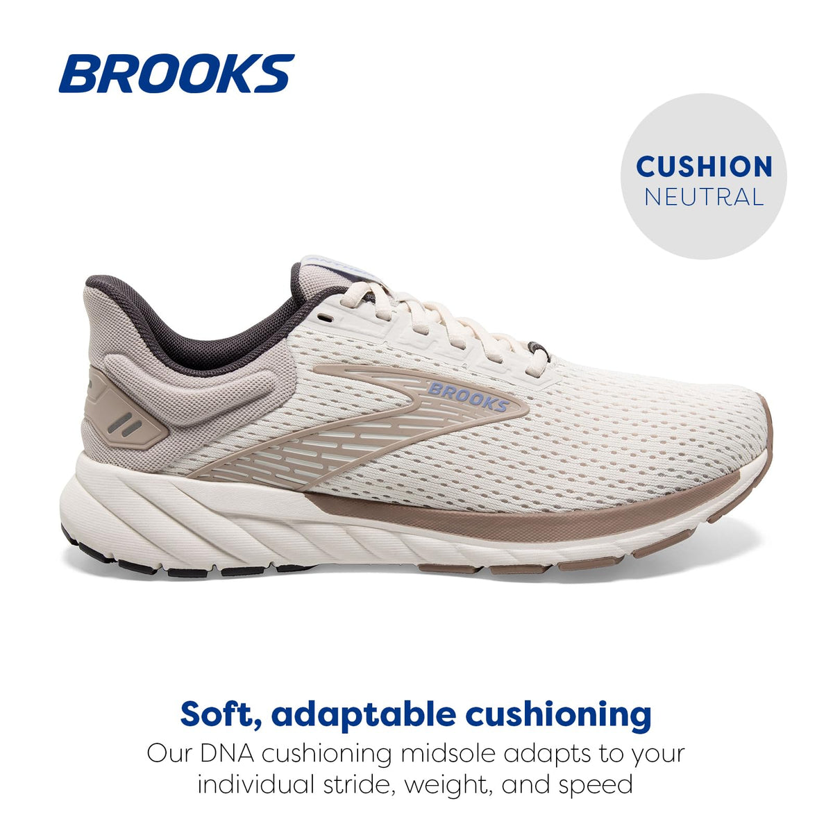 Brooks Women’s Anthem 6 Neutral Running Shoe - Coconut/Portabella/Iris - 10 Medium