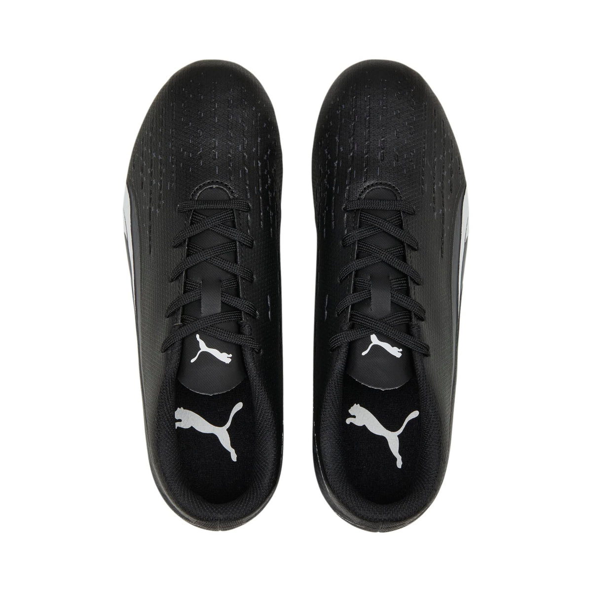 PUMA Ultra Play Firm Artificial Ground Sneaker, Black-White, 1 US Unisex Big Kid