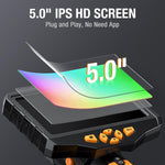 Teslong Inspection Camera, Dual Lens Borescope Camera with Light, NTS300 5" IPS Industrial Endoscope, 1080P Waterproof Flexible Mechanic Fiber Optic Snake Scope Cam for Wall Automotive Engine (3.3FT)