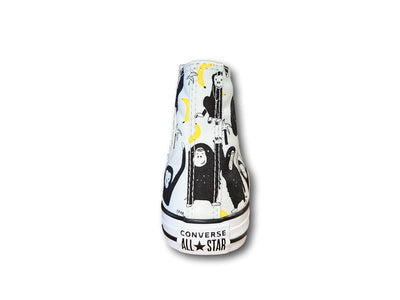 Converse Unisex-Child Chuck Taylor All Star Canvas High Top Sneaker, White/Black/Yellow, 3 Little Kid
