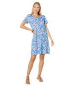 Lilly Pulitzer Women's Cody T-Shirt Dress X-Small Boca Blue Sea What I Sea