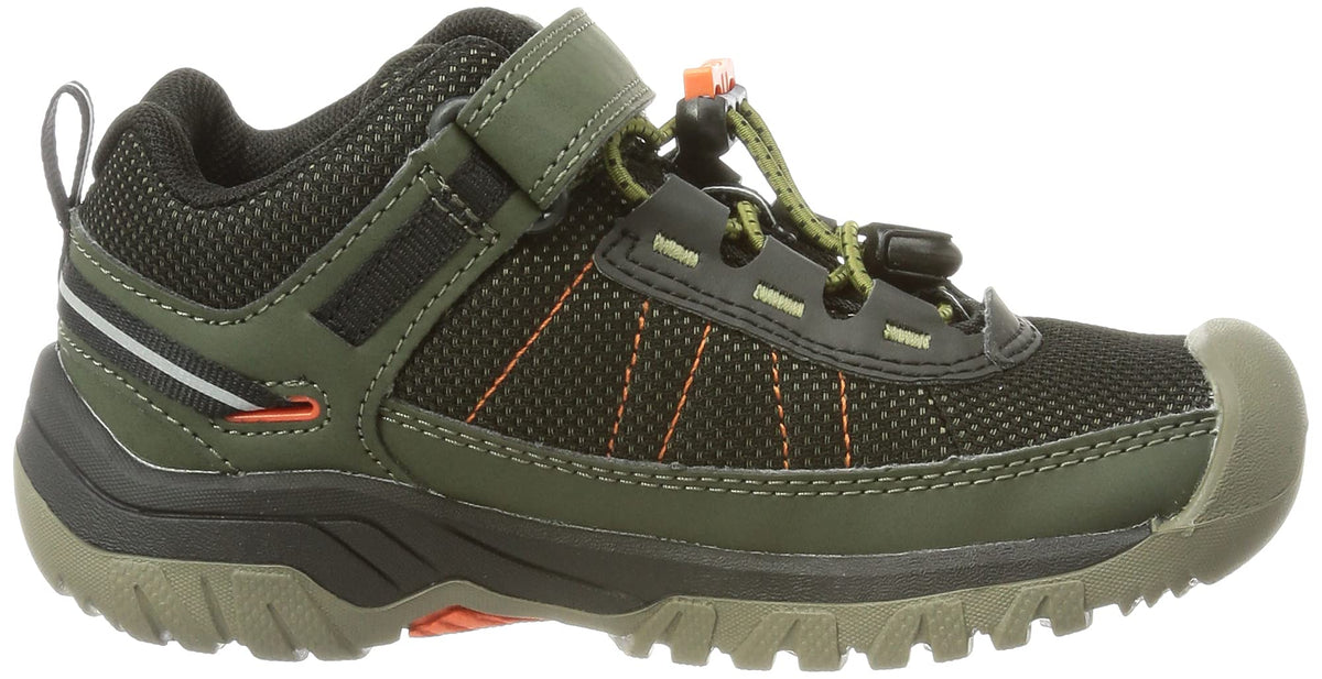 KEEN Unisex-Child Targhee Sport Breathable Easy on Lightweight Hiking Shoes 3 Big Kid Olive Drab/Safety Orange